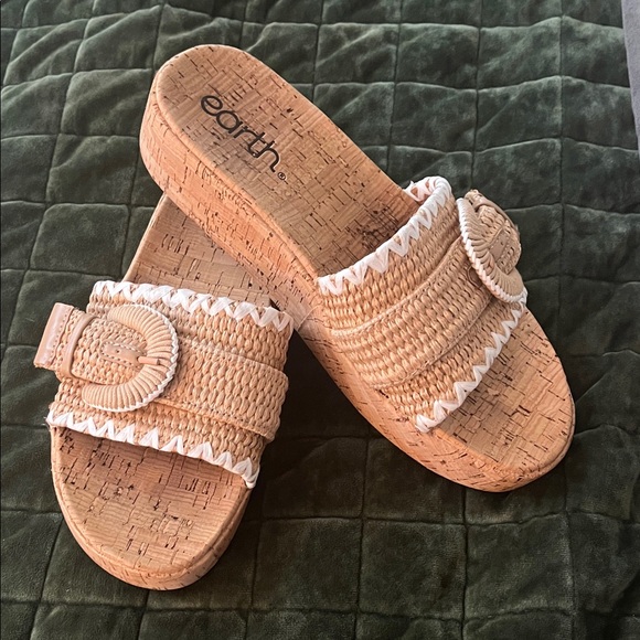 Earth Women's Woven Beige Sandals - Picture 2 of 5